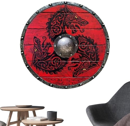 Generico Antikes Schild für Cosplay - Schild Soldat aus Holz | Mittelalterliches Kostüm Handwerk | Battle Ready Knight mit Griff | Warrior Cosplay für Männer Jungen Halloween Par