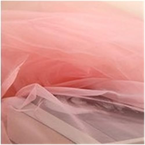 Mesh Garn Rolle Leichte Gaze Nebel Mesh Stoff Weich Zart Reine Farbe Lace Garn Für DIY Hintergrund Schleier Brautkleid Fee Tüll Dekoration, Peach Flour, L 200CM x W 160CM
