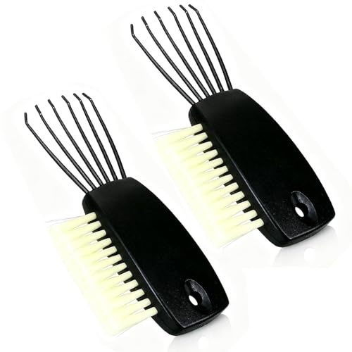 JLEivvi 2 Packs 2-in-1 Comb Cleaner Tool – With Pick & Bristles, Effortlessly Removes Hair, Ideal Comb/Hairbrush Cleaning Brush Rake for Home & Salon Use