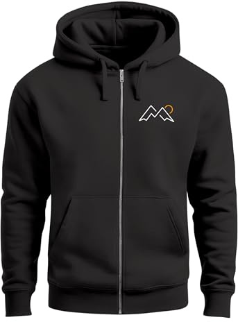 Neverless® Herren Sweatjacke mit Kapuze Logoprint Mountain Life Pullover Zipjacke Zip-Hoodie Männer Outdoor Streetwear Herren