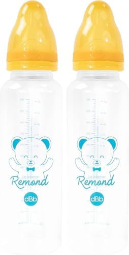 dBb Remond - Biberon Régul’Air – Polypropylène - Tétine Anti-Colique, Silicone 3 Débits Variables – 2ème Âge 4 mois + – Résistant Chaleur – Sans BPA – Fabrication Française – Jaune Moutarde - 360 ml