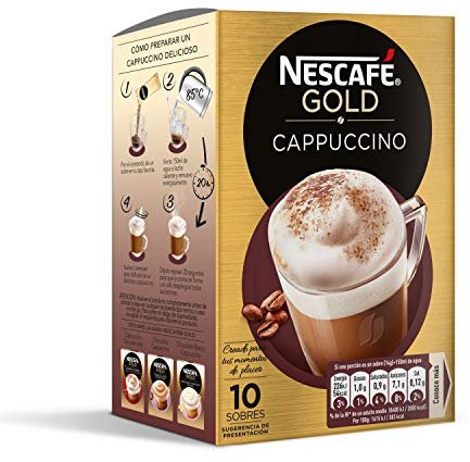 Nescafé Cappuccino - Café Soluble Natural - 3 Paquetes de 10 Sobres - Total: 30 Sobres