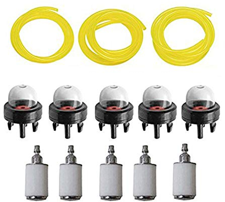 OxoxO 530095646 Fuel Filter With 300780001 Primer Bulb 3 Size Fuel Line Compatible with Homelite McCulloch Tecumseh Poulan Chainsaw String Trimmer