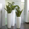Moderne & Hochwertige Pflanzvase/Pflanzkübel – Medium: 100cm - Hochglanz Weiß - Fiberglas - Mit Einsatz – Indoor & Outdoor – Wetterbeständig & Frostsicher