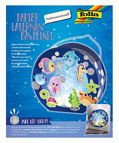 folia 68105 - Laternen - Bastelset, Unterwasserwelt, inklusive Laternenstab und LED-Licht