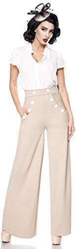 Pantaloni Marlene a vita alta, beige., XXS