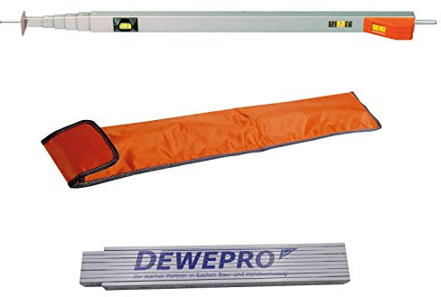 Nedo mEssfix mit Messdorn 5,10 m - Ideal für Rollladenbauer - Teleskop-Messstab - 1,17m - 5,10m - Teleskopmessstab - Teleskop Messstab inkl. Schutzhülle und DEWEPRO Zollstock 2m