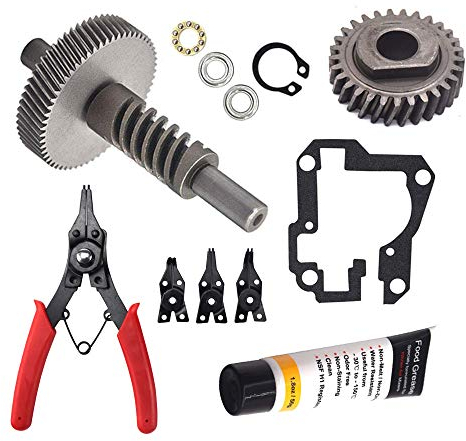 HandyTek 9709231 WP9709231 Worm Gear & 9706529 W11086780 Gear Kit - Compatible with Whirlpool Stand Mixer - Replace AP3085342,905384,AP3854320,9703446, 9703699 Have Circlip Pliers 1.8 Oz Greases