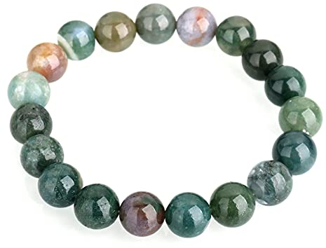 Unique Gems Chakra Buddha Naturstein Perlen Armband 8mm Edelsteine Energiearmband Heilsteine Juweliers Qualität (Indian Agate)
