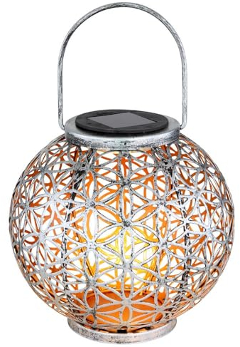 etc-shop Solar Lampe Outdoor Solarleuchte orientalisch LED Solar Laterne Außen, Lichteffekt Lebensblume, 1x LED warmweiß, DxH 20x29 cm, Terrasse Garten