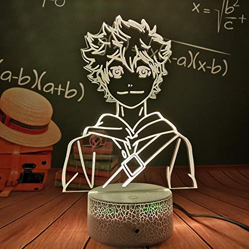 ZGSBT Lámpara de ilusión 3D Luz de noche LED Haikyuu Shoyo Nishinoya Yuu Kozume Kenma Colorful Manga Gadget Regalo para niños Escritorio Dormitorio Lámpara Habitación Niño Niña Regalo Cumpleaños
