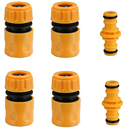 Set of 6 Garden Hose Connectors Set, 4 Pcs Hose End Quick Connectors and 2 PCS Double Male Hose Connectors