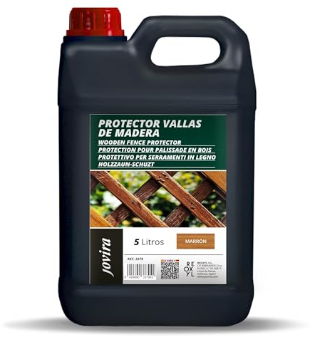 JOVIRA PINTURAS Protector para Vallas de Madera. Emulsión de aceites para proteger la madera. (5 Litros, Marrón) C-28