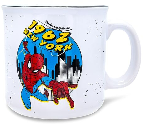 Silver Buffalo Marvel Comics Spider-Man 4962 tazza in ceramica con camper | Grande tazza da caffè per espresso, tè, cacao | Contiene 590 ml