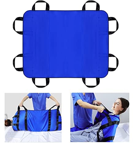 LOSCHEN Transfer Sheet ,Patient Transfer Board with Eight Handles,Suitable for Obese People,Elderly People and Patients who Need to be transferred(120 * 100cm(48 * 40inch, Blue)