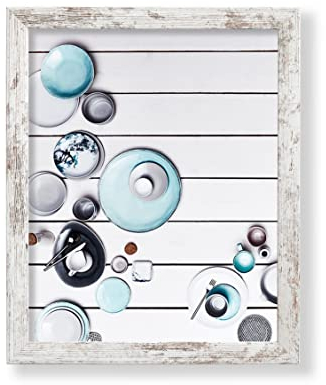 VO Design Alva Premium Bilderrahmen 30x40 cm Weiß Vintage Shabby Chic Rückwand Weiß Kunstglas Klar Farb und Größenwahl