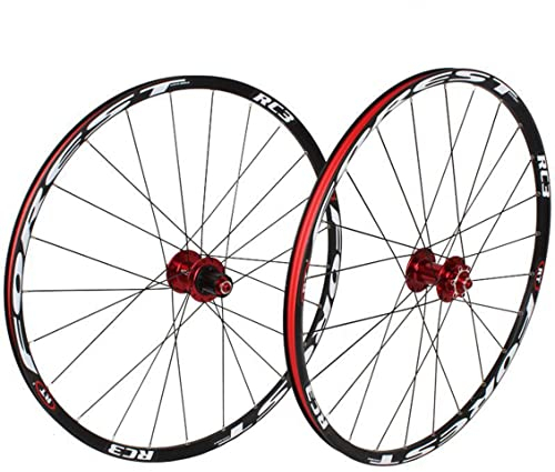 Mountainbike Laufradsatz 26 27,5 Zoll, Aluminiumlegierung Scheibenbremse MTB Laufräder Schrader Ventil für 7 8 9 10 11 Speed (Color : Red, Size : 27.5 inch)