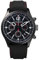 Panzera Flieger 46 Chronograph Quarz Stahl IP Schwarz Silikon Pilot Rot Datum Herren Uhr,