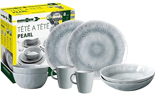 Brunner 0830143N.C5X Campinggeschirr Set für 2 Personen, Tête-à-Tête Pearl, 8-teilig