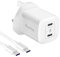 40W USB C Plug with Cable, Nestling Dual Port 20W USB Type C Wall Charger Plug GaN Compact Power Adapter for iPhone 14/14 Plus/14 Pro/14 Pro Max/13/13 Mini/13 Pro/13 Pro Max/12, iPad, Galaxy S22/S21