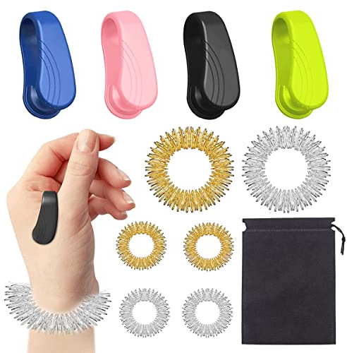 Leikedun 10 Stücke Massage Ring Sensorische Finger Rings Akupressur Ring Set, Tragbares Akupressurgerärt, Anti Stress Massageringe für Handgelenk, für Handgelenk Wellnessmassage zur Entspannung