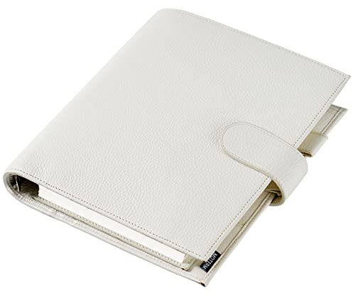 Moterm A5 Luxe Ringe Planer - Echtes Leder Binder Organizer (Kiesel-Creme,30mm Ring)