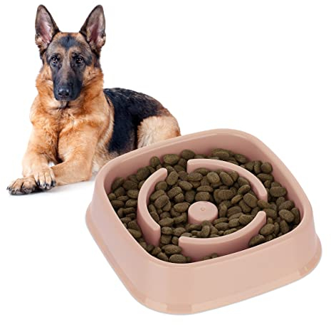Relaxdays Gamelle Anti-glouton, Repas pour Chiens, 800 ML, Digestion Lente, Compatible avec Lave-Vaisselle, Rose