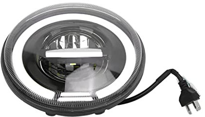 Faro per Moto Aramox, Faro per Moto LED Angel Eye da 7 Pollici Rotondo IP67 Impermeabile 12-80 V Rosso Giallo Illuminazione Universale