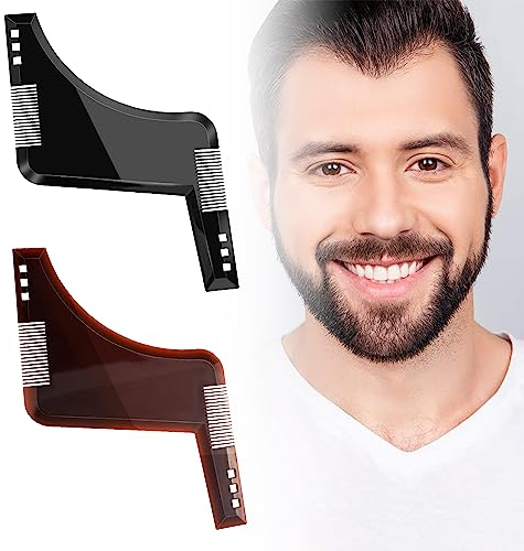 Kit de Peine para Barba - Plantilla para Moldear y Estilizar la Barba - Accesorio de Afeitado para Contorno de Barba - Herramienta para Recortar y Arreglar la Barba para Hombres