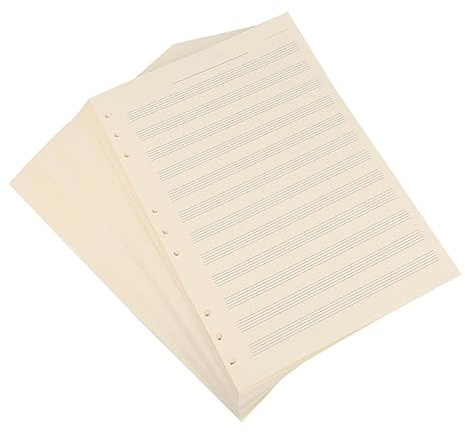Loseblatt Manuskriptpapier 100 Blatt Weiß 2mm 12 Reihen Papier | Notizbuch Einlage für Musiker, Leicht zu Löschen und Glatt zu Schreiben, Einschulung Deko