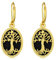 Schwarzer Onyx Baum des Lebens Ohrringe 925 Sterling Silber Gold Baum des Lebens Dangle Ohrringe Baum des Lebens Schmuck Geschenke für Frauen Mama