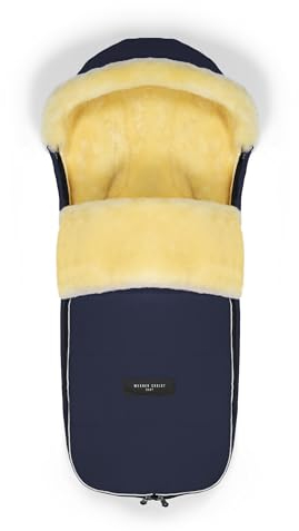 WERNER CHRIST BABY, Lammfell-Fußsack LADIS – für kleine Reisebuggys (Kinder ab 6 bis 36 Monate), aus medizinischem Lammfell, in blau (Navy)