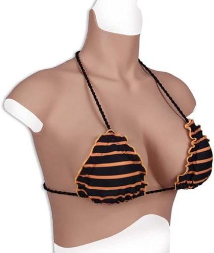 HUANQIN Fake Boobs, Breast Enlargement, Bra Inserts, False Breasts Silicone Filled Z Cup, Faux Silicone Breast, Silicone Liquid Mammary Prosthesis, Silicone Breastplate Fake Boobs False Breast, Ivory