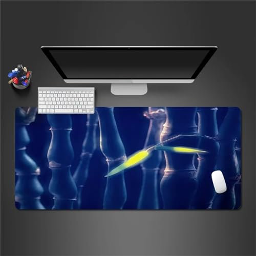 Grand Tapis de Souris de Jeu Bambou Bleu foncé Tapis de Souris XXL Gaming 700x400x3mm Tapis de Souris avec Base en Caoutchouc antidérapante pour Souris Claviers Gamer Bureau