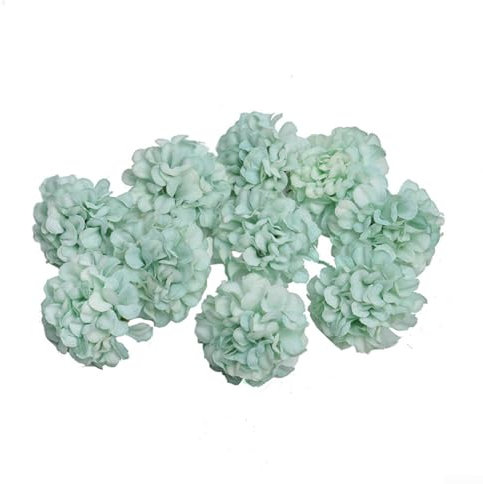 Zoegneer 50 teste di fiori di ortensia per accessori per capelli, decorazioni per matrimoni, vestiti e cappelli (azzurro)