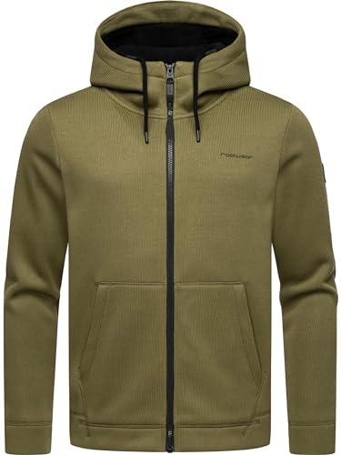 Ragwear Herren Übergangsjacke Strickjacke leichte Jacke aus Feinstrick kurz mit Kapuze Fabian Olive Gr. XL