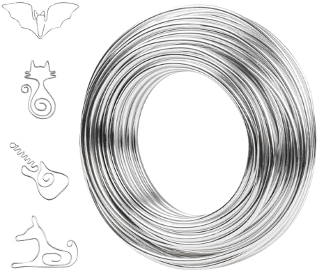 VABNEER Basteldraht, Biegsam Handwerk Metalldraht Aluminiumdraht für Schmuck machen Lieferungen (Silber) (1, 3mmx10m)