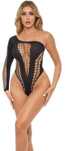 Pink Lipstick Lingerie Dollar Sign Bodysuit One Size Black