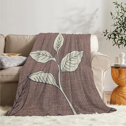 Flanell Fleecedecke Kuscheldecke Blatt 180x200 Große, Anlage Sofa Decke Weiche mit Motiv, Microfaser Wohndecke Plaid Decke Wohnzimmer Couch
