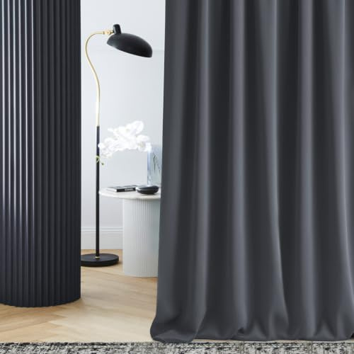 ROOM99 Vorhang mit Ösen Laurel 140 x 260 cm Dunkelgrau, 1 Stück | Verdunkelung Blickdicht Schiebegardinen Curtain Wohnzimmer Schlafzimmer