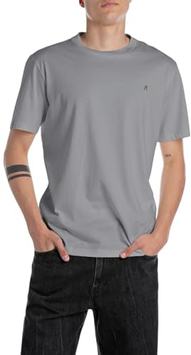 Replay Herren T-Shirt Kurzarm Basic, Lead Grey 093 (Grau), XL