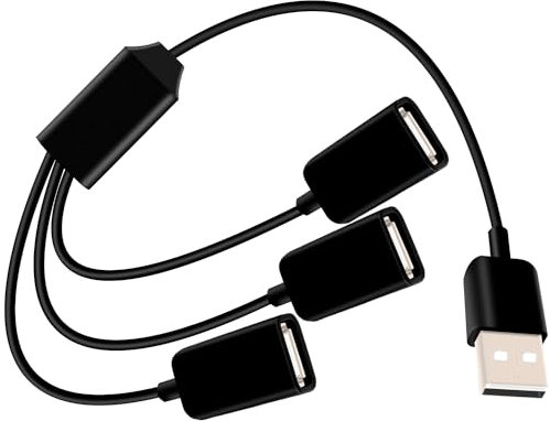 RIIEYOCA USB Splitter Y Kabel,3 in 1 USB 2.0 A Stecker auf 3 USB Buchsen Daten Sync Ladekabel,Multi USB Ports Power Extension Hub Kabel für PC/Auto/Laptop/U Disk,0.3M