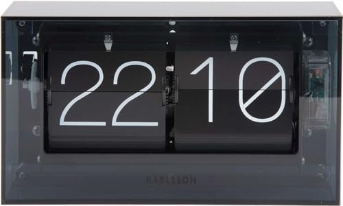 Karlsson Tischuhr Boxed Flip - Schwarz - 20.7x7.1x11.7cm - Rechteck - Acryl - Standuhr - Tisch Uhr
