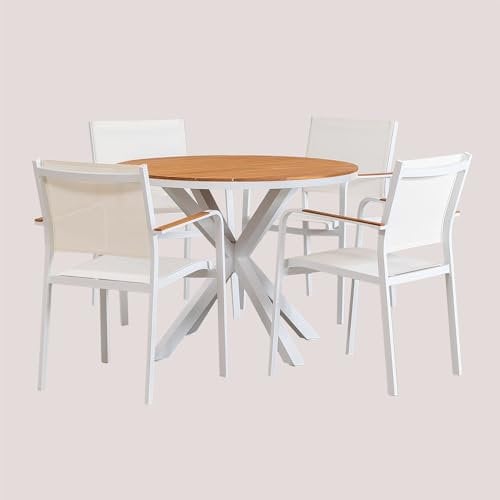 SKLUM Archer-Set mit rundem Tisch (Ø100 cm) und 4 Gartenstühlen