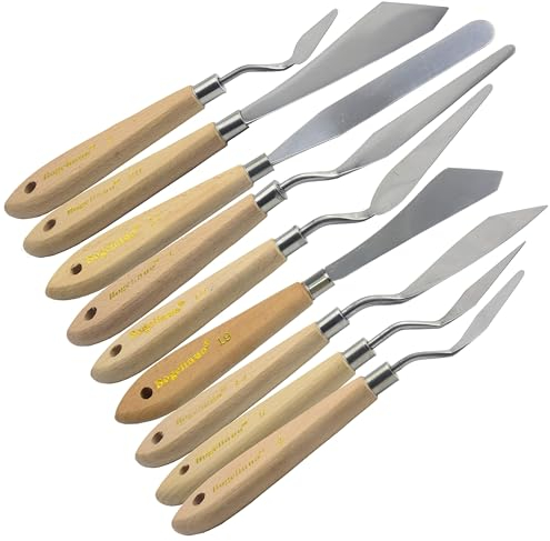 9 pièces couteau à palette de peinture artisanat d'art grande palette spatule ensemble d'outils pour verser l'huile acrylique petite toile peinture en aérosol aquarelle accessoires d'artistes professi