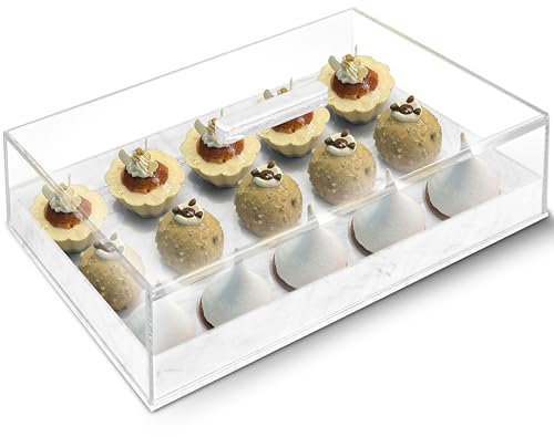 Large Acrylic Rectangular Cake Tray - Multifunctional Rectangle Cake Stand with Clear Cover Lid - Dessert Holder for Party Home Kitchen - Afternoon Tea Stands (29 ×11.94 × 39 cm)