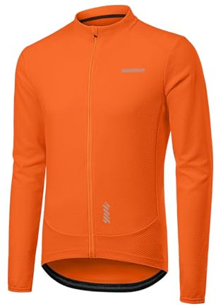 BERGRISAR Herren Fahrradtrikot Radtrikot Langarm für Frühling Herbst Rennrad MTB Mountainbike Trikots, Orange, XL