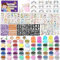 TEUVO 50 Colors Glitter Tattoo Kit with 128 Stencils, 12 Face Jewel Stickers, 5Brushes, 2Glue, 300+ Mixed Patterns Stickers, Glitter Makeup Temporary Tattoos for Kids Halloween Xmas Birthday Carnival