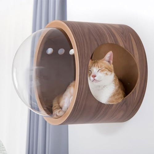 RTTZBOZ Rundes Katzenwandbett, Kletterwand Katzen, Wandmontiertes Katzenklettergerüst, Katzenwandmöbel, zum Schlafen, Spielen, Klettern für Katzen