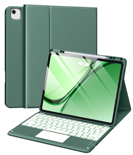 Harvopu Custodia per iPad Air 13 pollici e Pro 12.9 con tastiera, trackpad multi-touch, retroilluminato a 7 colori, copertura per tastiera rimovibile per iPad Pro 12,9 (6a, 5a, 4a, 3a generazione